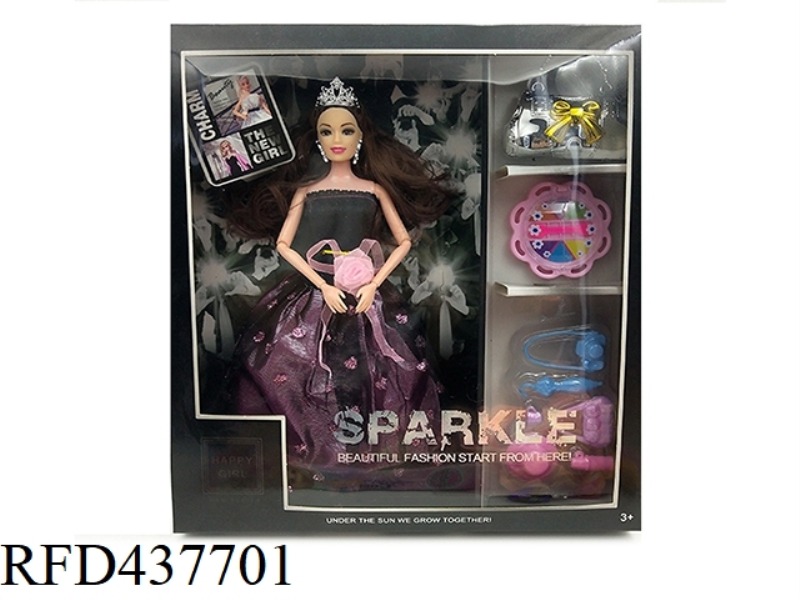 11.5 INCH 9 JOINTS SOLID BODY FASHION DRESS BARBIE WITH LEATHER BAG, COSMETIC BAG, RAIN GEAR, CAMERA