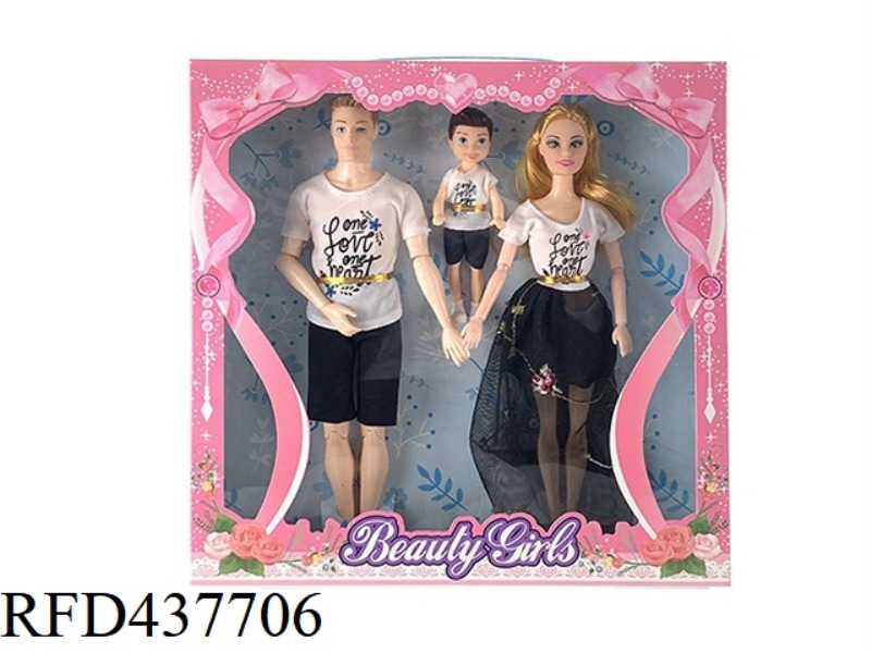 11.5 INCH SOLID BODY 9 JOINTS A FAMILY OF THREE FASHION BARBIE WITH CHILDREN