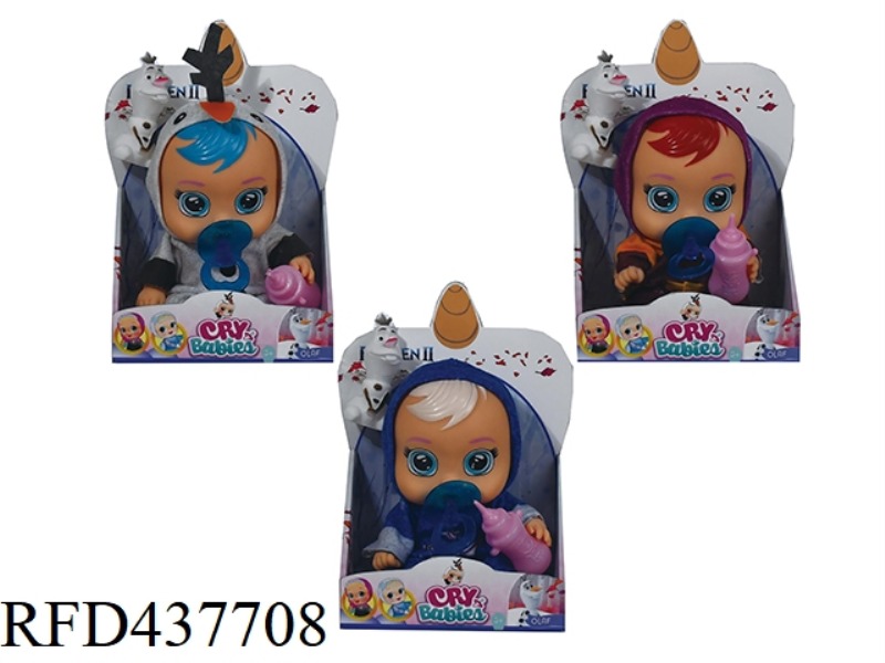 10 INCH FULL BODY VINYL ICE AND SNOW CRYING DOLL WITH SNOW BABY BOTTLE WITH 4 SOUND MUSICAL INSTRUME