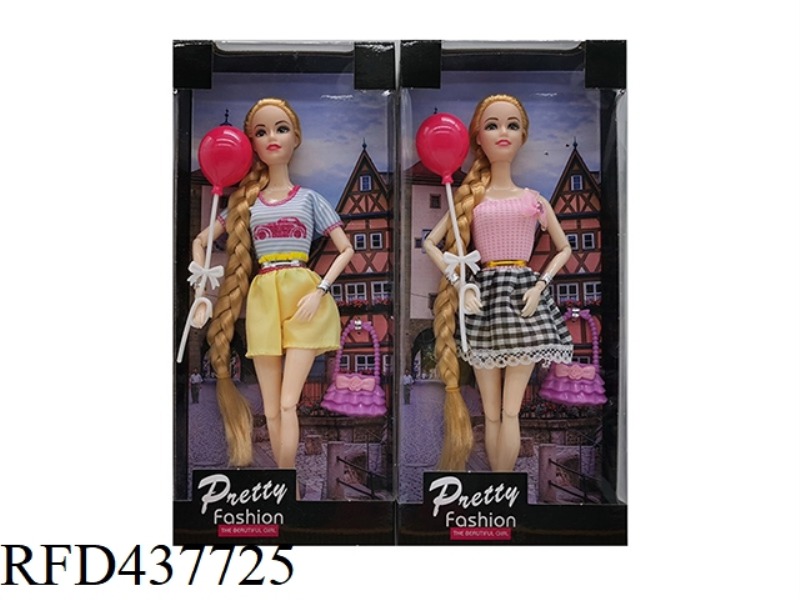 11.5 INCH 11 JOINT SOLID BODY FASHION BARBIE WITH BRACELET BAG BALLOON 2 MIXED
