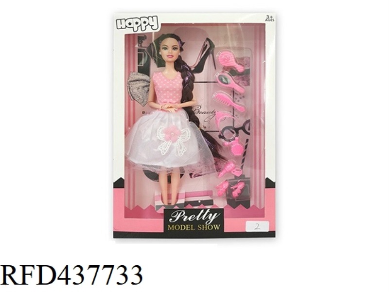 11.5 INCH SOLID BODY 9 JOINT FASHION SKIRT BARBIE WITH EARRINGS, COMB BLISTER ACCESSORIES