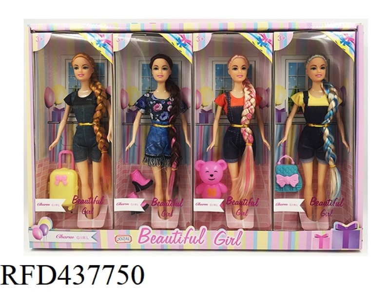 11.5 INCH REAL BODY FASHION BARBIE FOUR MIXED 4PCS