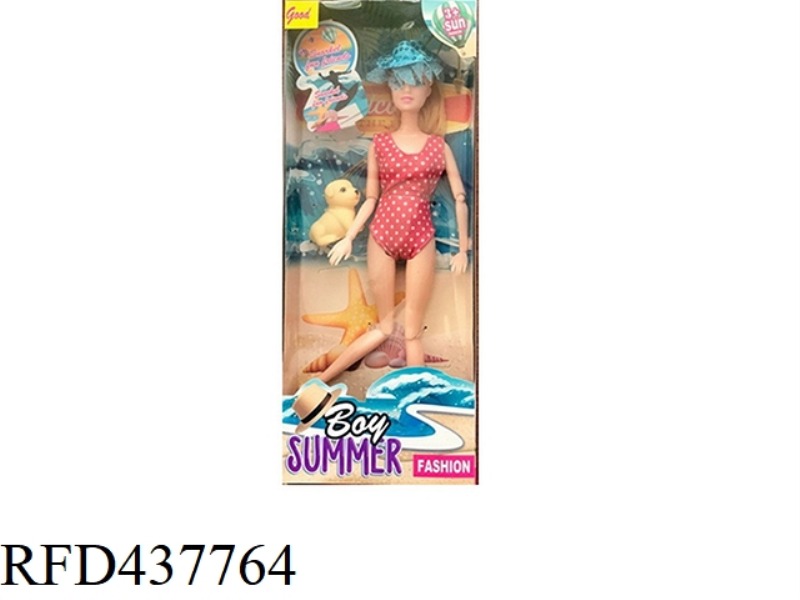 11.5 INCH SOLID BODY 12 JOINT SUMMER SWIMSUIT BARBIE WITH PUPPY
