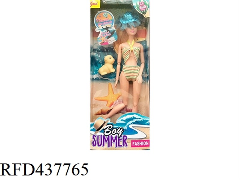 11.5 INCH SOLID BODY 12 JOINT SUMMER SWIMSUIT BARBIE WITH PUPPY