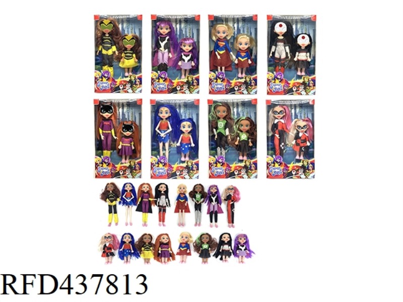 DOUBLE 10 INCH REAL BODY 12 JOINTS + 6 INCH REAL BODY DC SUPERMAN SUPERHERO GIRL WITH WEARABLE HERO