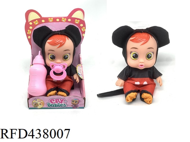 (MICKEY) 10 INCH VINYL CRYING DOLL CAN DRINK WATER AND REALLY SHED TEARS WITH FOUR MUSIC WITH BOTTLE