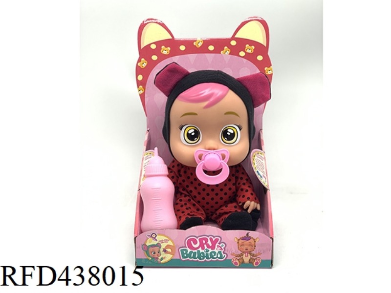 (LADYBUG) 14 INCH VINYL CRYING DOLL WITH 4 SOUNDS OF MUSIC WITH PACIFIER DOLL WITH TEARS FUNCTION 6