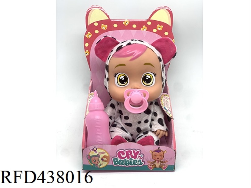 (COW) 14 INCH VINYL CRYING DOLL WITH 4 SOUNDS OF MUSIC WITH PACIFIER DOLL WITH TEARS FUNCTION 6 MIXE
