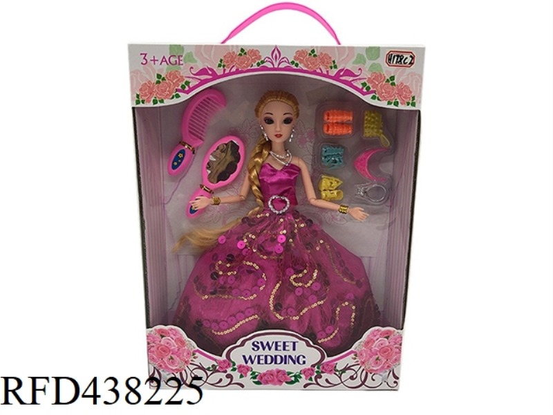 11.5 INCH SOLID BODY 12 JOINTS 3D EYEBALL WEDDING DRESS BARBIE WITH ACCESSORIES