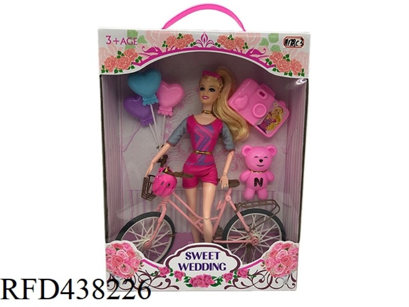 11.5 INCH SOLID BODY 12 JOINT FASHION BARBIE WITH BICYCLE ACCESSORIES
