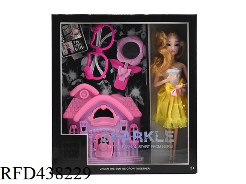 SUMMER 11.5-INCH 9-JOINT SOLID BODY 3D EYE BEAD FEMALE BARBIE WITH BIG GLASSES, BIG SUNGLASSES, BIG
