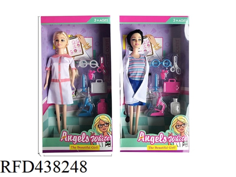 NURSE THEME 11.5 INCH SOLID BODY BARBIE WITH MEDICAL EQUIPMENT BLISTER