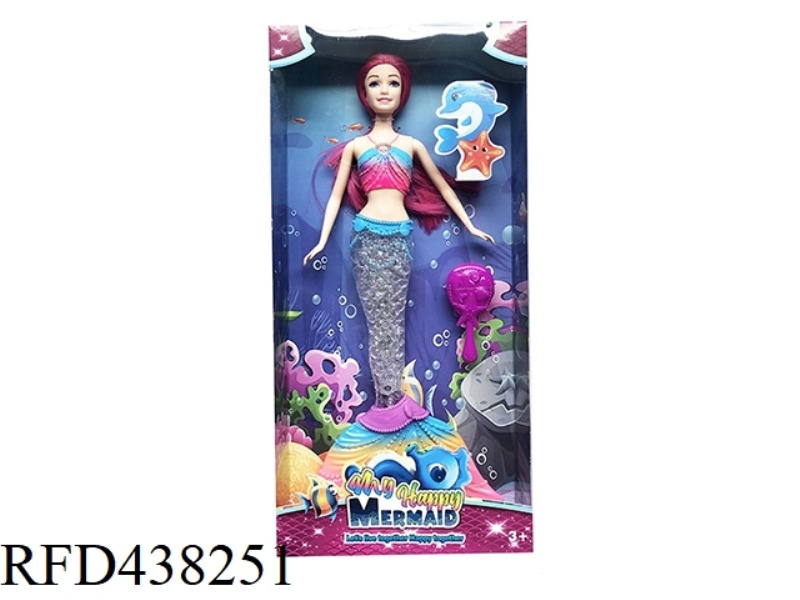 14 INCH REAL MERMAID WITH LIGHT AND MUSIC THEME WITH COMB
