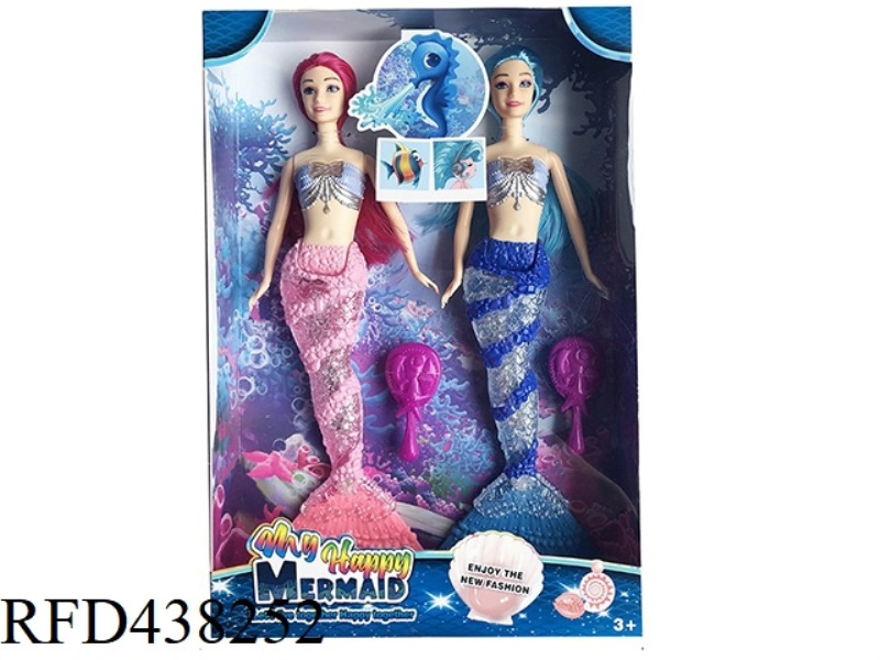 14 INCH REAL MERMAID WITH LIGHT AND MUSIC THEME WITH COMB
