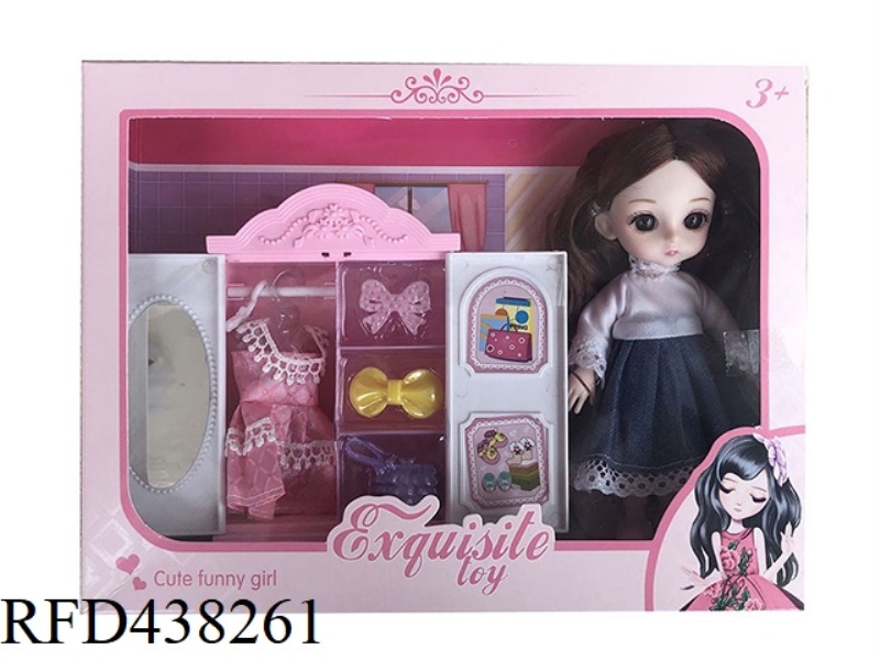 SUMMER THEME 6-INCH 12-JOINT SOLID BODY 3D EYEBALL YE LUOLI WITH LARGE WARDROBE (INCLUDING CLOTHES,