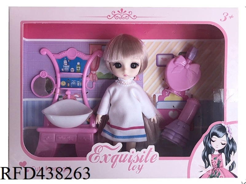 SUMMER THEME 6-INCH 12-JOINT SOLID BODY 3D EYE BEADS YE LUOLI WITH WASHSTAND, PERFUME ACCESSORIES