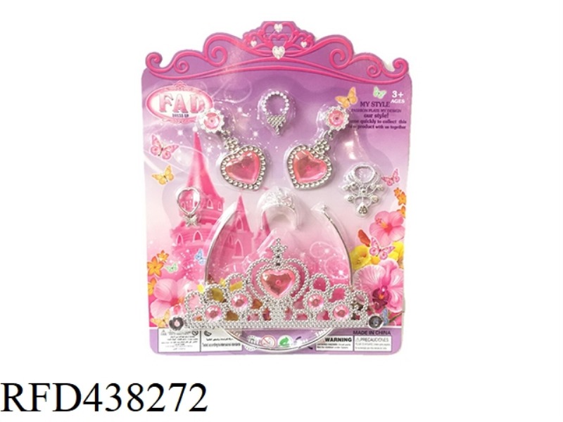 BIG CROWN + BIG EARRINGS + SMALL NECKLACE ACCESSORIES RANDOM COLOR