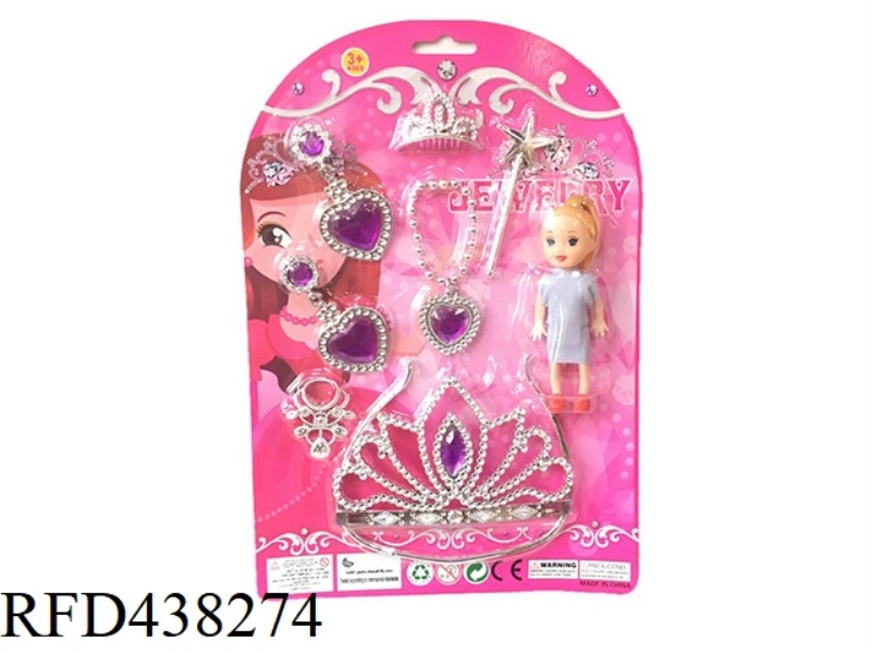 BIG CROWN + BIG EARRINGS + SMALL NECKLACE + SMALL MAGIC WAND 3 INCH ACCESSORIES RANDOM COLOR