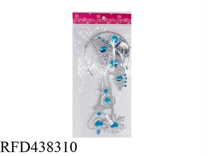 2 THREE-POINT CROWN JEWELRY SEVEN-PIECE SET ELECTROPLATING BLUE