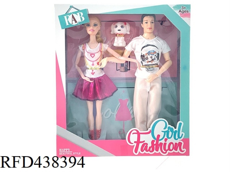 11.5 INCH SOLID BODY 9 JOINT FASHION BARBIE AND SOLID BODY JOINT MEN 2 A BOX WITH A PUPPY