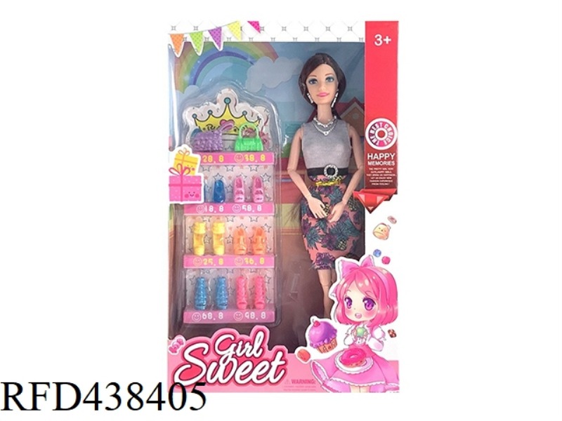 11.5 INCH SOLID BODY 9 JOINTS FASHION BARBIE WITH SHOE RACK BLISTER ACCESSORIES