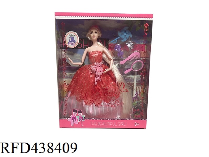 11.5 INCH SOLID WEDDING DRESS 9 JOINTS BARBIE WITH COMB BLISTER