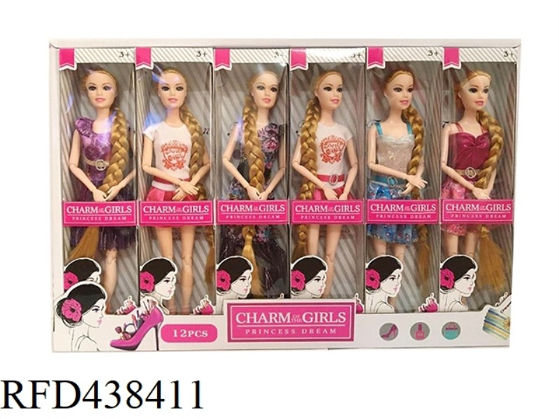 11.5 INCH SOLID BODY 12 JOINT FASHION BARBIE 6 MODELS 12PCS