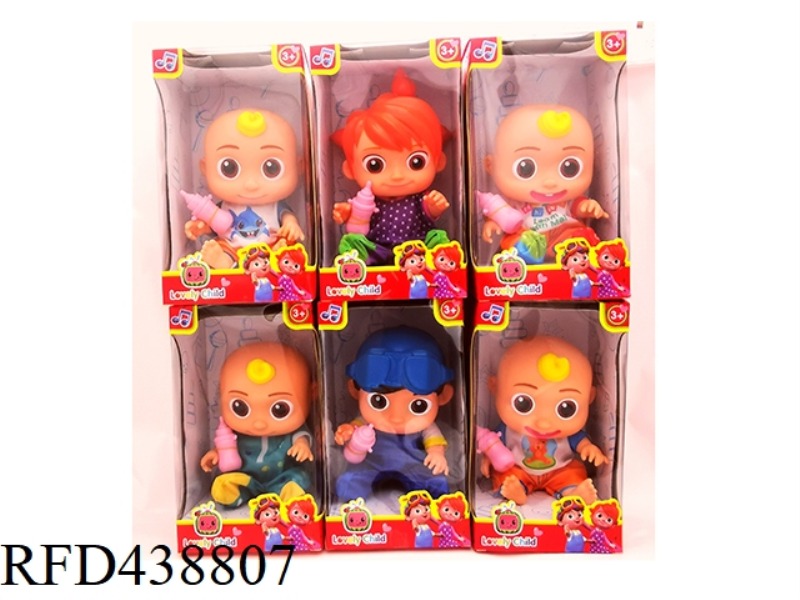 12 INCH VINYL TAPE MUSIC SUPER BABY JOJO WATERMELON SCHOOL BUS DOLL + FEEDING BOTTLE 6 MIXED