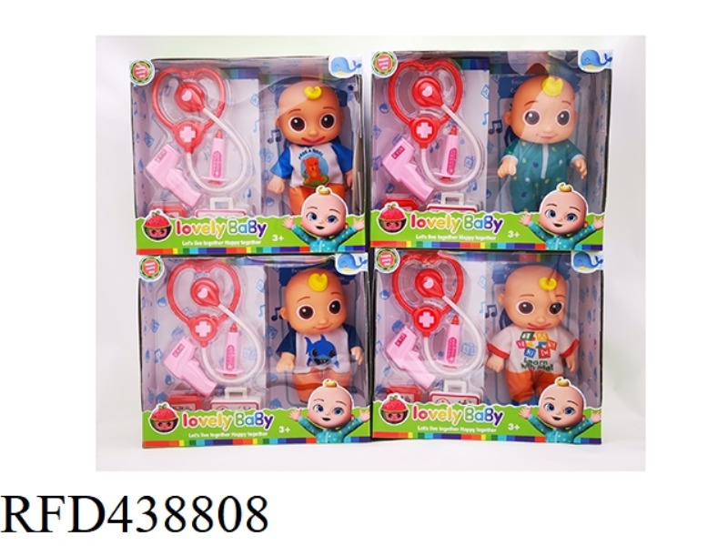 10 INCH VINYL TAPE MUSIC SUPER BABY JOJO WATERMELON SCHOOL DOLL + STETHOSCOPE BLISTER 6 MIXED