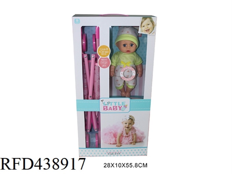 12 INCH PACIFIER DOLL WITH CART 4 SOUND IC