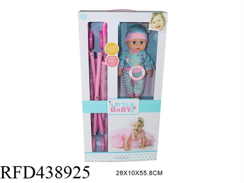 12 INCH PACIFIER DOLL WITH CART 4 SOUND IC