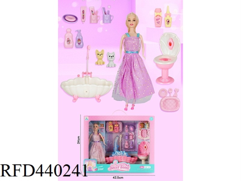 ELECTRIC BATHROOM SET WITH 11.5 INCH SOLID BODY BARBIE