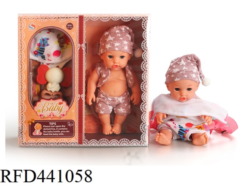 12 INCH FULLY ENAMELLED DOLL WITH WATER BOILED BELL JAR WITH 6-TONE IC URINATION FUNCTION