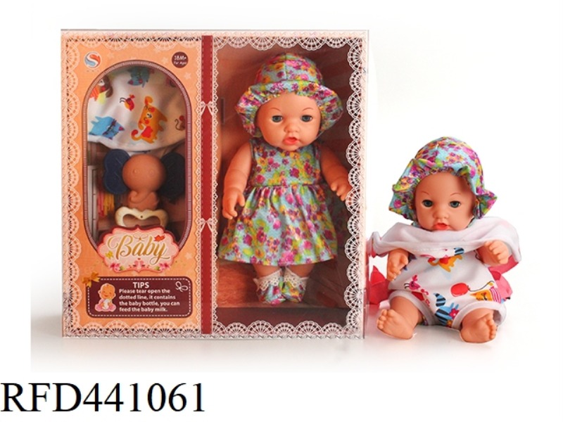 12 INCH FULLY ENAMELLED DOLL WITH WATER BOILED BELL JAR WITH 6-TONE IC URINATION FUNCTION