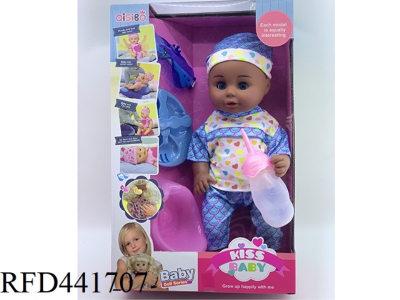 14 INCH DRINK WATER, URINATE, LIVE EYES, DARK SKIN DOLL HEAD, LIMBS, TAPE LINED IC