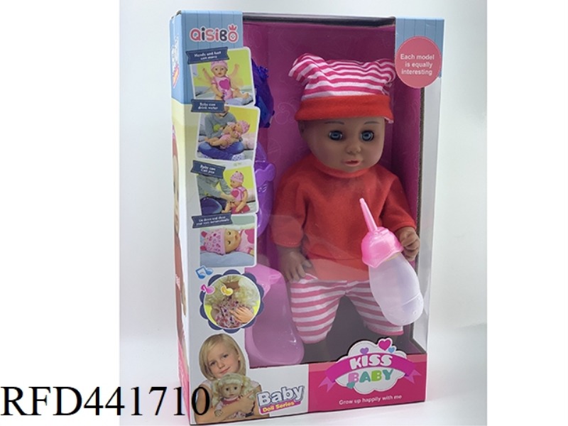 14 INCH DRINK WATER, URINATE, LIVE EYES, DARK SKIN DOLL HEAD, LIMBS, TAPE LINED IC