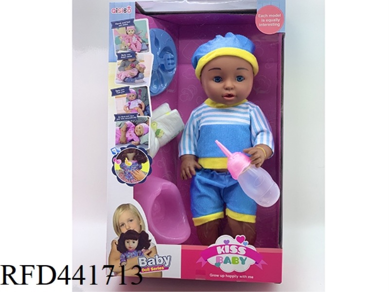 16 INCH DRINK WATER, URINATE, LIVE EYES, DARK SKIN DOLL HEAD, LIMBS, TAPE LINED IC
