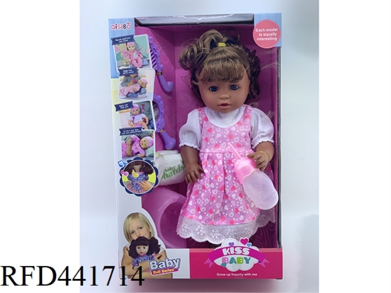 16 INCH DRINK WATER, URINATE, LIVE EYES, DARK SKIN DOLL HEAD, LIMBS, TAPE LINED IC