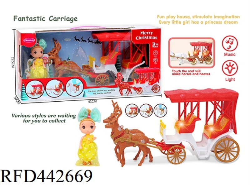 CHRISTMAS DEER CAR WITH LIGHT AND MUSIC (SINGLE DOLL)