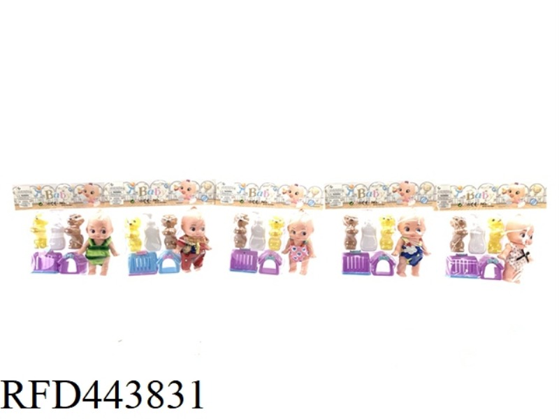 5-INCH ENAMEL 3 WOOL DOLL WITH DOG SUIT BLISTER