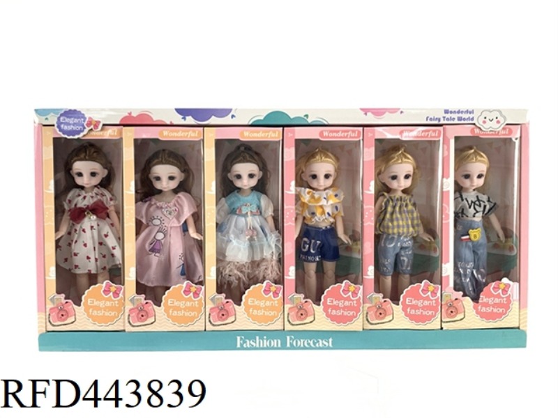 9-INCH EXQUISITE DOLL LARGE DISPLAY BOX SET, 6 TYPES, MIXED PACK, 6PCS