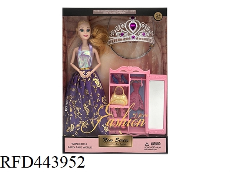 11.5-INCH SOLID 9-JOINT FASHION SKIRT BARBIE WITH CABINET ACCESSORIES BIG CROWN