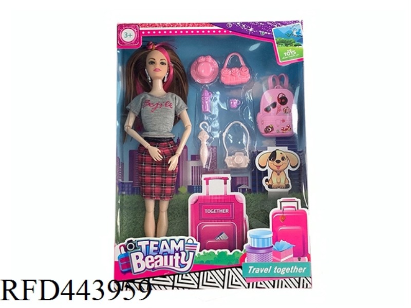 11.5-INCH SOLID 12 JOINT FASHION SKIRT BARBIE WITH BLISTER TRAVEL SUIT
