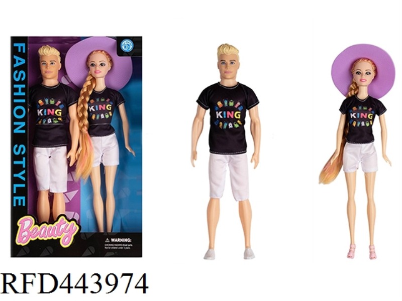 11.5-INCH REAL BODY AND LIVE HAND FASHION COUPLE BARBIE WITH TWO BIG HATS IN A BOX