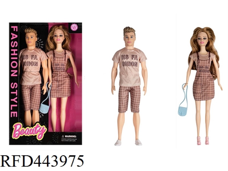 11.5-INCH REAL BODY LIVE HAND FASHION COUPLE BARBIE WITH TWO SMALL BAGS IN A BOX