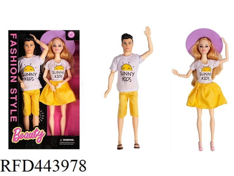 11.5-INCH FULL BODY 12 JOINT FASHION COUPLE BARBIE WITH BIG HAT (2 / BOX)