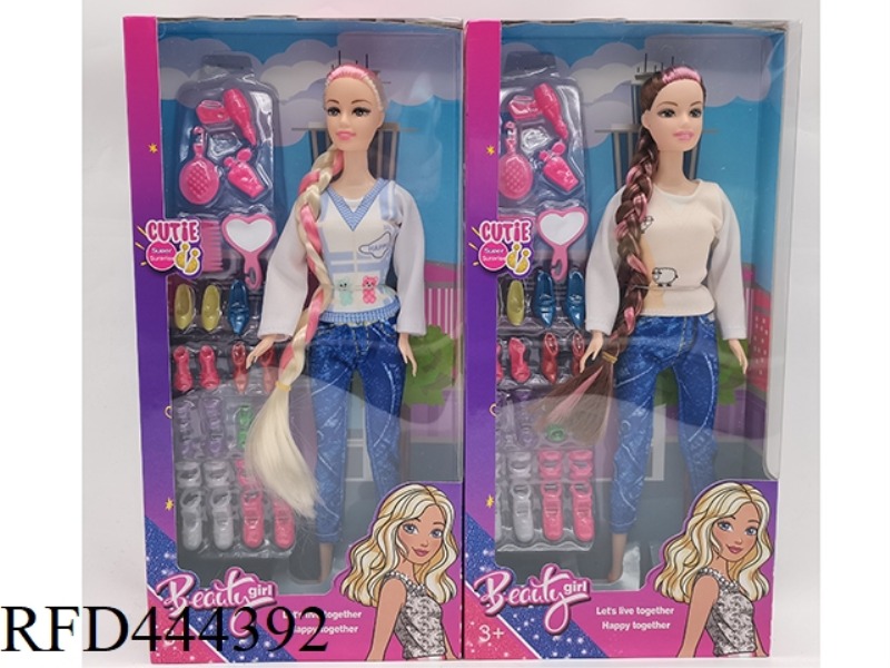 11.5-INCH JOINT SOLID BODY LONG BRAID FASHION BARBIE BELT SHOES BLISTER 2 MIXED
