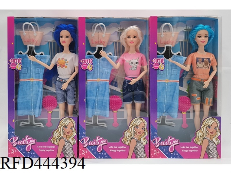 11.5-INCH 9-JOINT SOLID PANTS FASHION BARBIE BAG + DRESS CHANGE SKIRT + COMB
