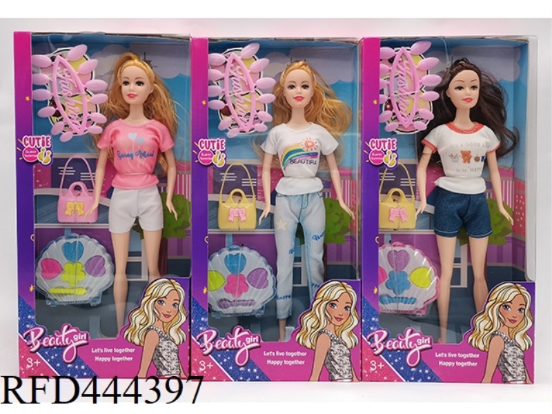 11.5-INCH JOINT SOLID FASHION BARBIE WITH MANICURE + BAG + SHELL MAKEUP BOX
