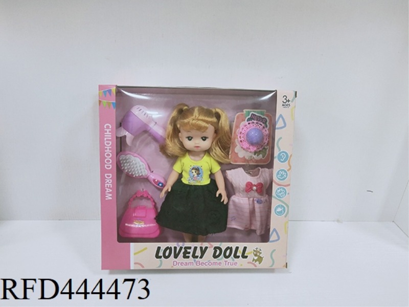 10 INCH DOLL WITH ACCESSORIES (BODY THICKENED ENAMEL HAND)